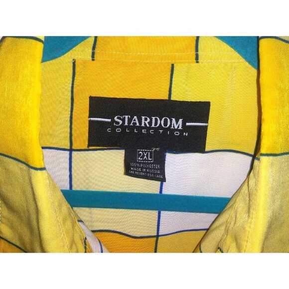 Mens Yellow Checkered Shirt 2XL Windowpane Plaid collared Stardom Collection EUC - Picture 6 of 10